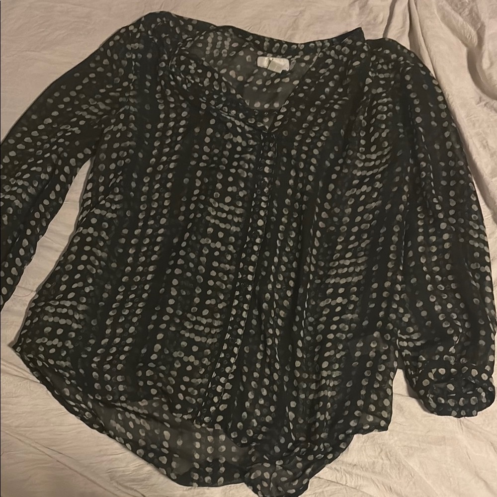 Elegant Black and White Polka Dot Women's Top